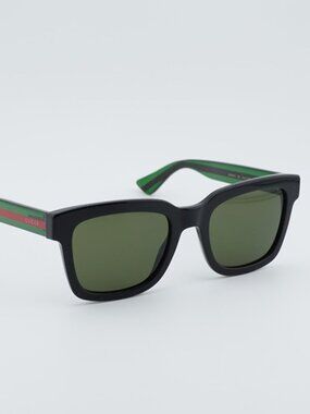 Gucci GG0001S 002 Men Sunglasses Black Square Frame, Green Lenses